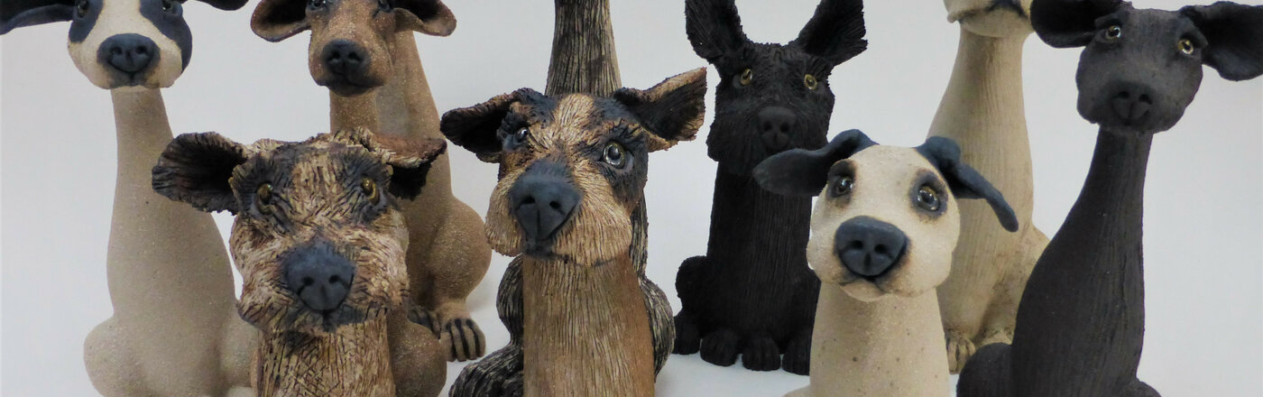 Ceramic dogs by Claire Billinglsey